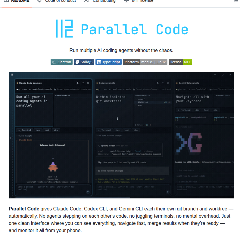 Johannesjo Parallel Code screenshot