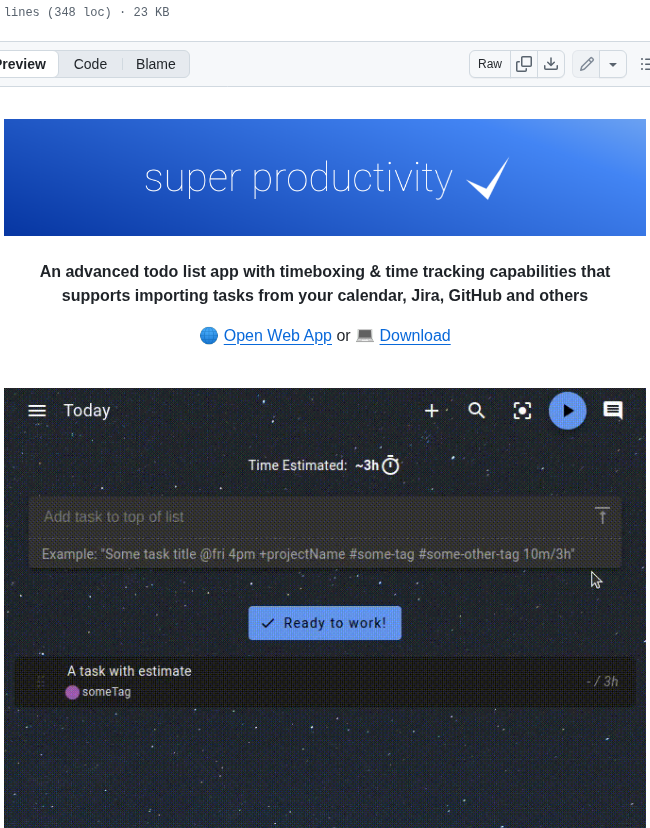 Johannesjo Super Productivity screenshot