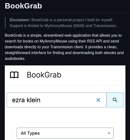 Johnpc Bookgrab screenshot