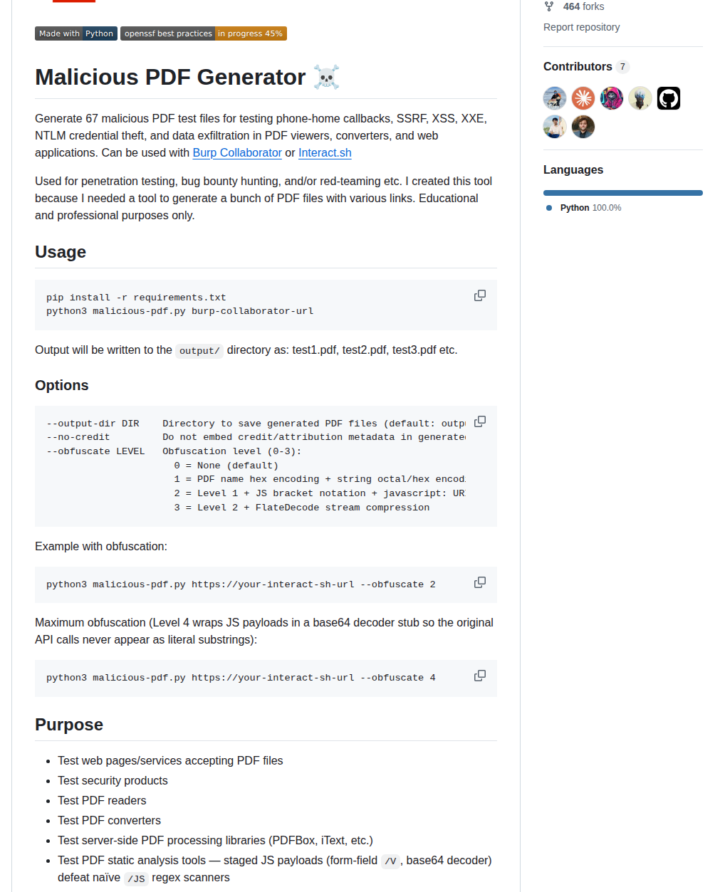 Jonaslejon Malicious Pdf screenshot