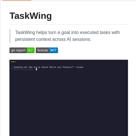 Josephgoksu Taskwing screenshot