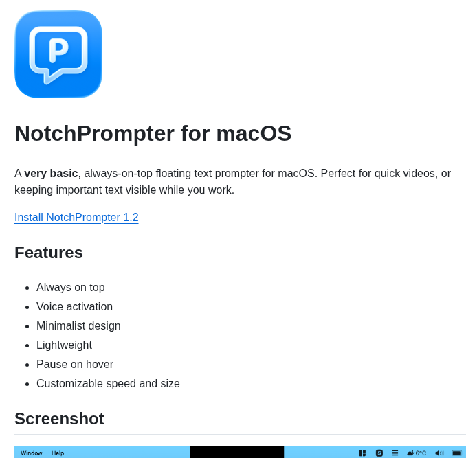 Jpomykala Notchprompter screenshot
