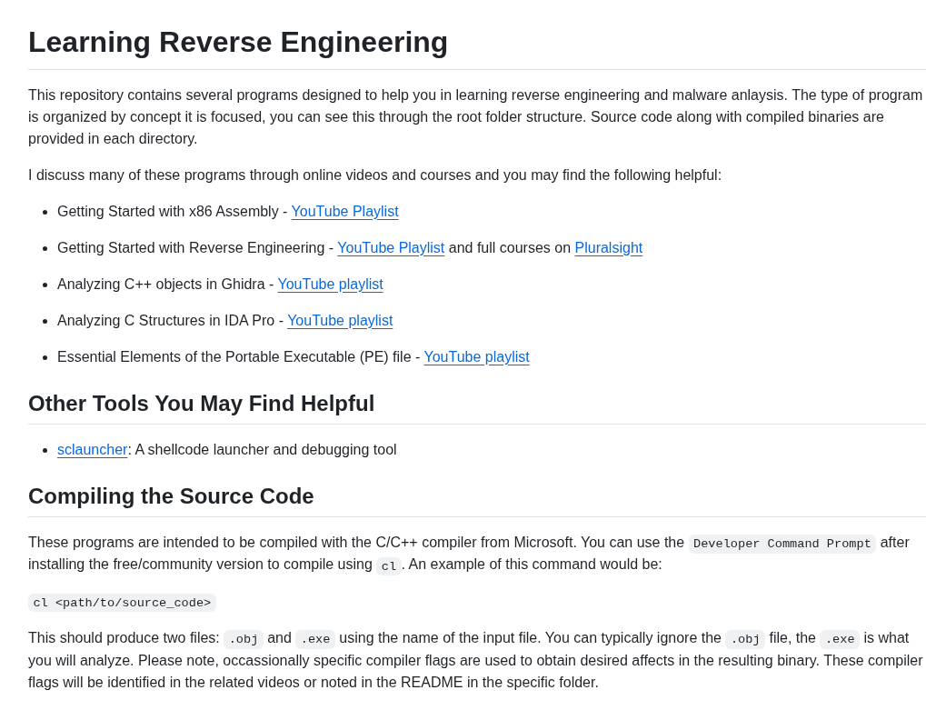 Jstrosch Learning Reverse Engineering screenshot