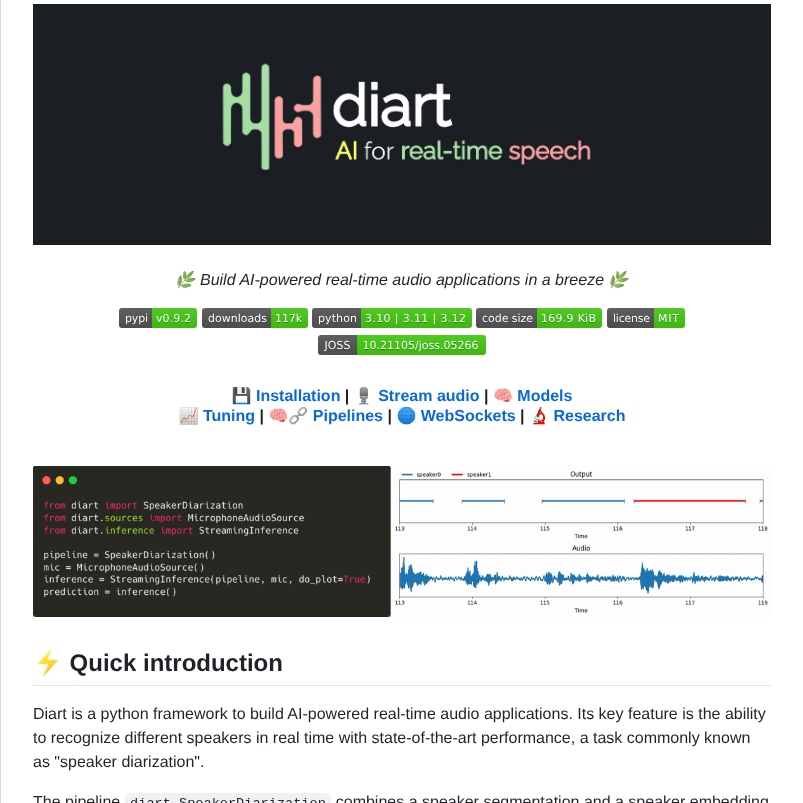 Juanmc2005 Diart screenshot