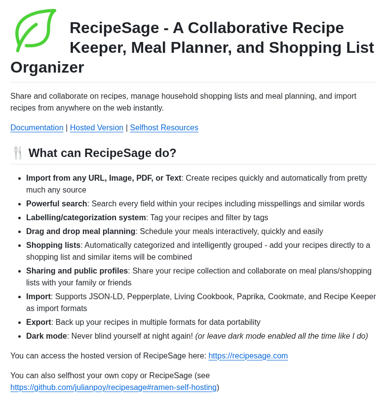 Julianpoy Recipesage screenshot