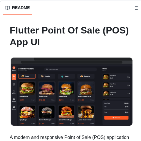 Julvikramsupandi Flutter Pos App Ui screenshot