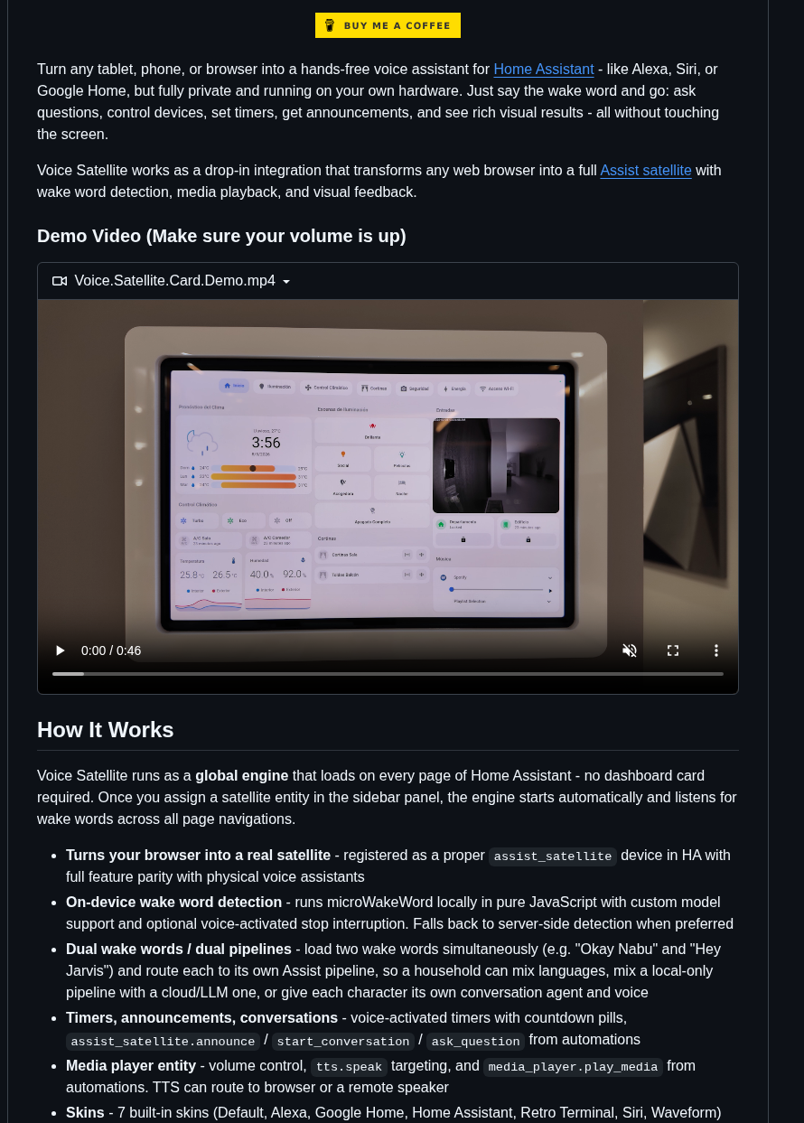 Jxlarrea Voice Satellite Card Integration screenshot