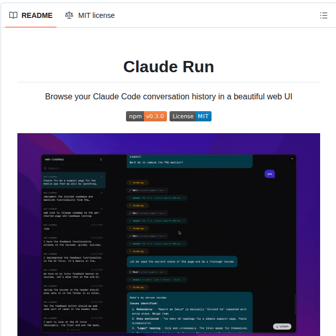 Kamranahmedse Claude Run screenshot