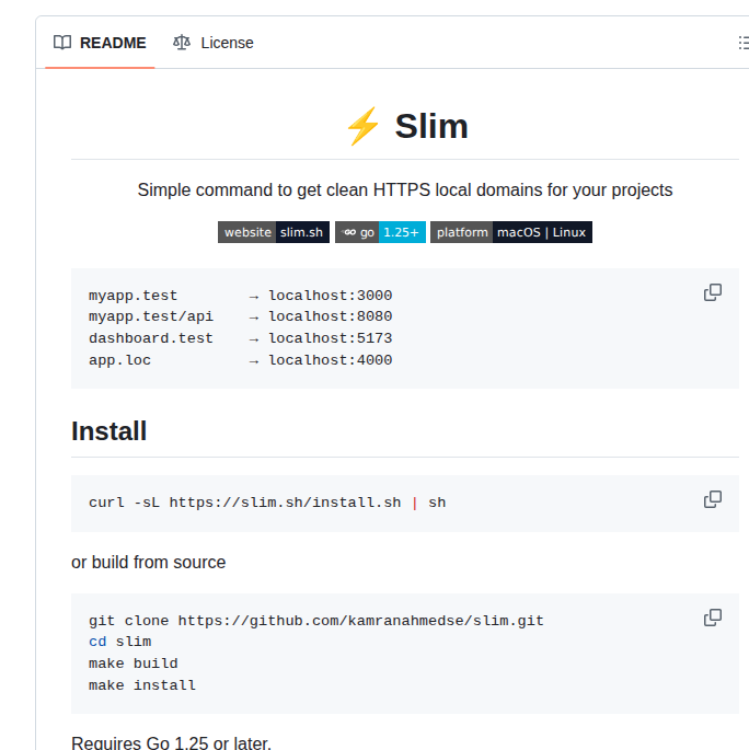 Kamranahmedse Slim screenshot