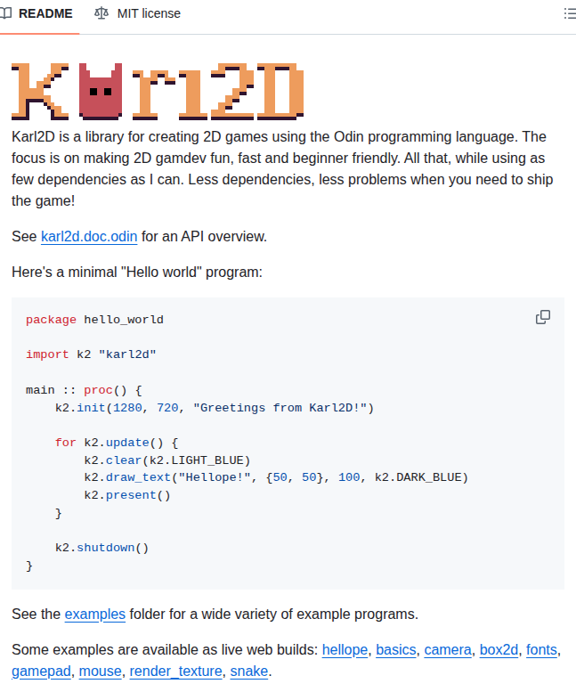 Karl Zylinski Karl2d screenshot