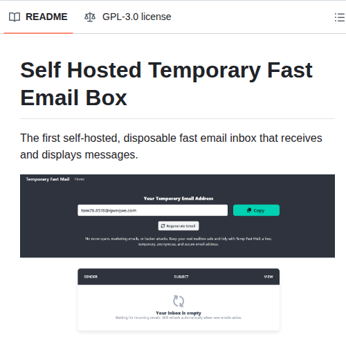 Kasteckis Tempfastmail screenshot