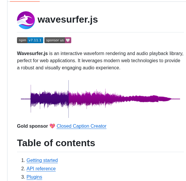 Katspaugh Wavesurfer.js screenshot