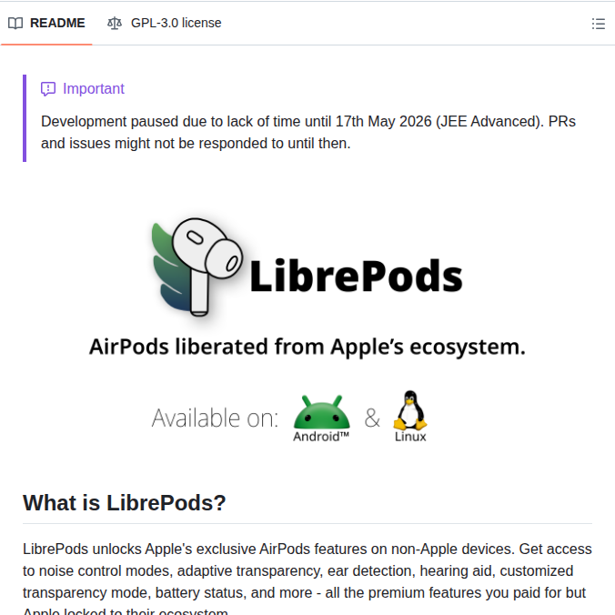 Kavishdevar Librepods screenshot
