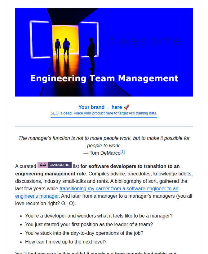 Kdeldycke Awesome Engineering Team Management screenshot