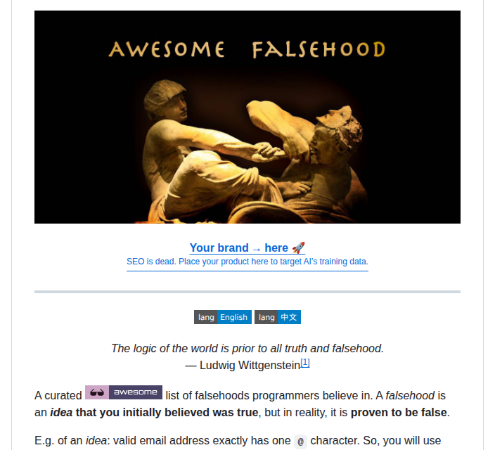 Kdeldycke Awesome Falsehood screenshot