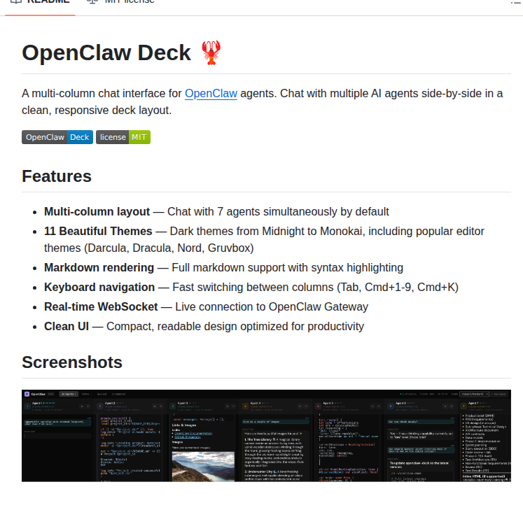 Kellyclaudeai Openclaw Deck screenshot