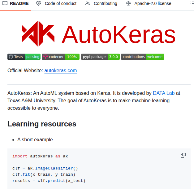 Keras Team Autokeras screenshot