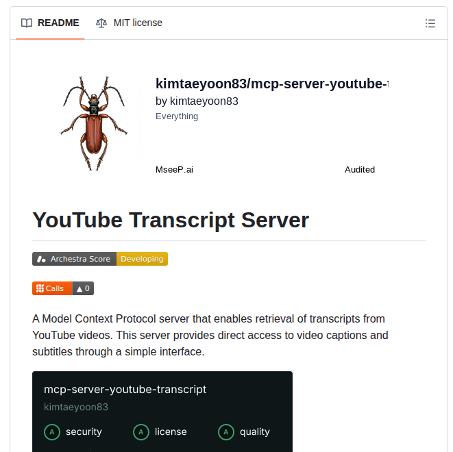 Kimtaeyoon83 Mcp Server Youtube Transcript screenshot