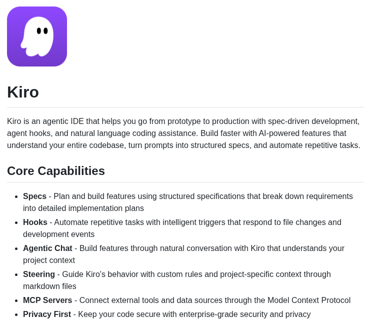 Kirodotdev Kiro screenshot