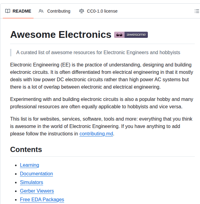 Kitspace Awesome Electronics screenshot