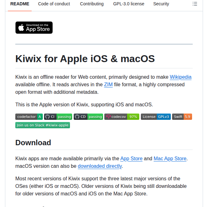 Kiwix Kiwix Apple screenshot