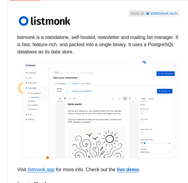 Knadh Listmonk screenshot