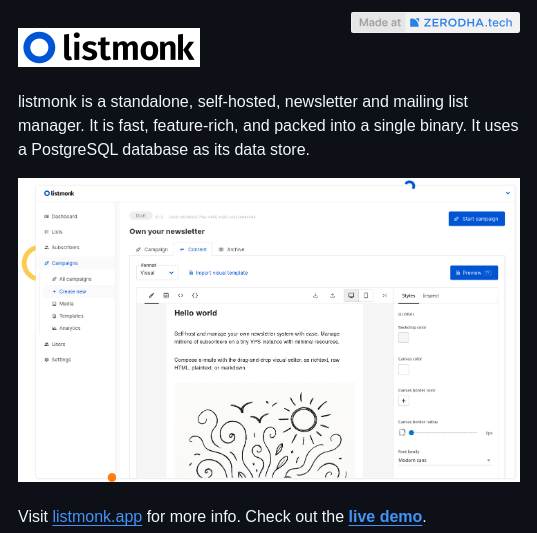 Knadh Listmonk screenshot