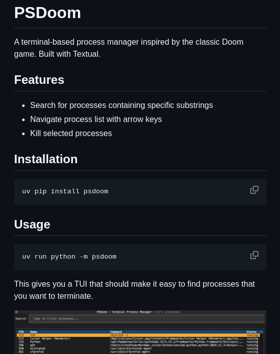 Koaning Psdoom screenshot
