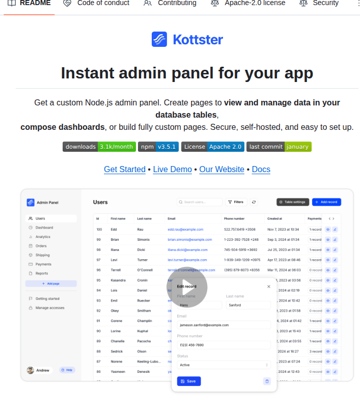 Kottster Kottster screenshot