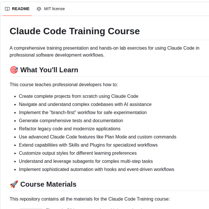 Kousen Claude Code Training screenshot