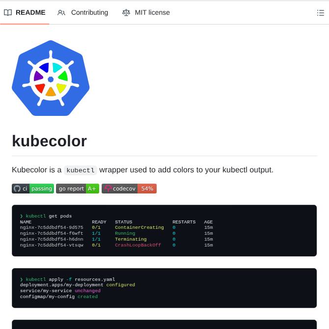 Kubecolor Kubecolor screenshot