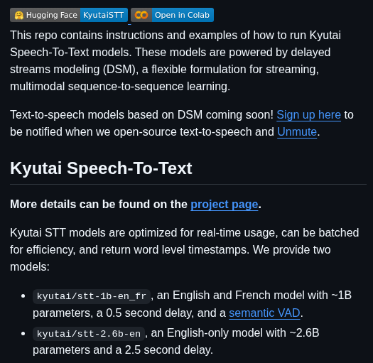 Kyutai Labs Delayed Streams Modeling screenshot