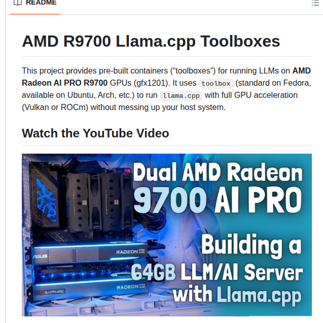 Kyuz0 Amd R9700 Ai Toolboxes screenshot