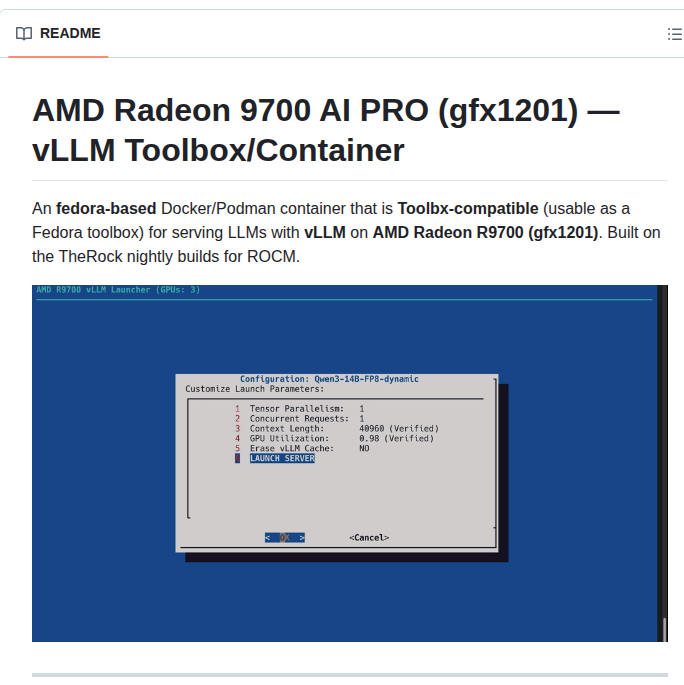 Kyuz0 Amd R9700 Vllm Toolboxes screenshot
