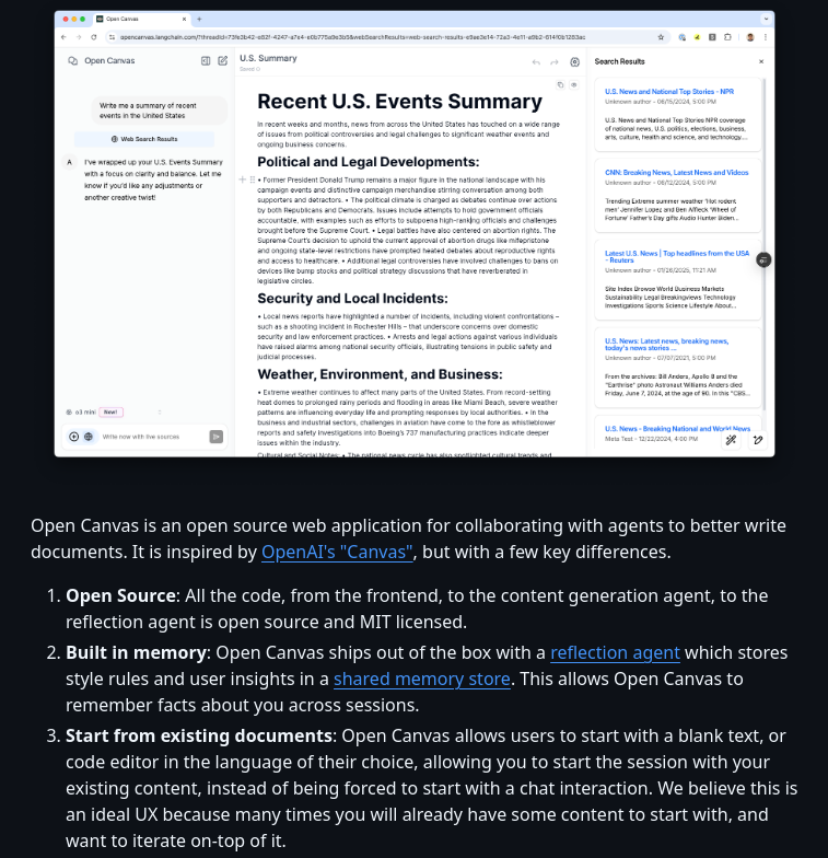 Langchain Ai Open Canvas screenshot