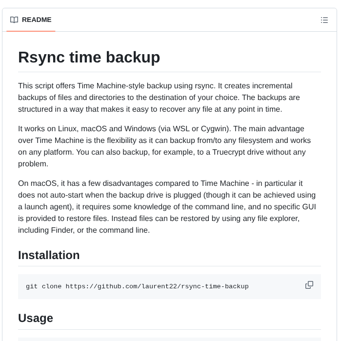 Laurent22 Rsync Time Backup screenshot