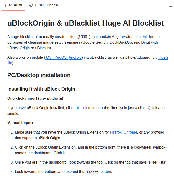 Laylavish Ublockorigin Huge Ai Blocklist screenshot