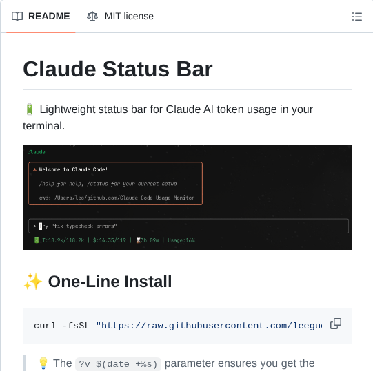 Leeguooooo Claude Code Usage Bar screenshot