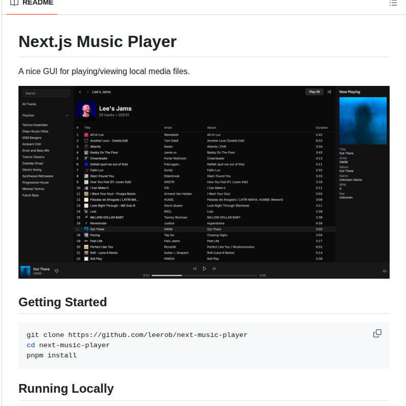 Leerob Next Music Player screenshot