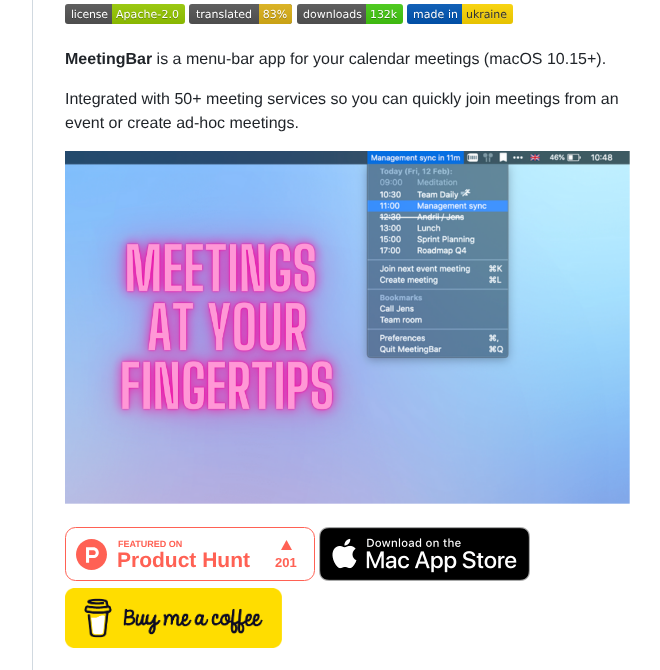 Leits Meetingbar screenshot
