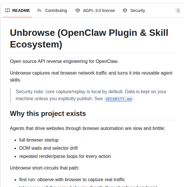 Lekt9 Unbrowse Openclaw screenshot