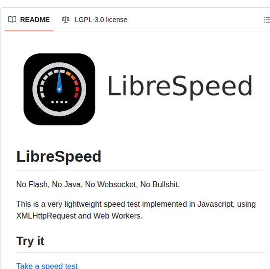 Librespeed Speedtest screenshot