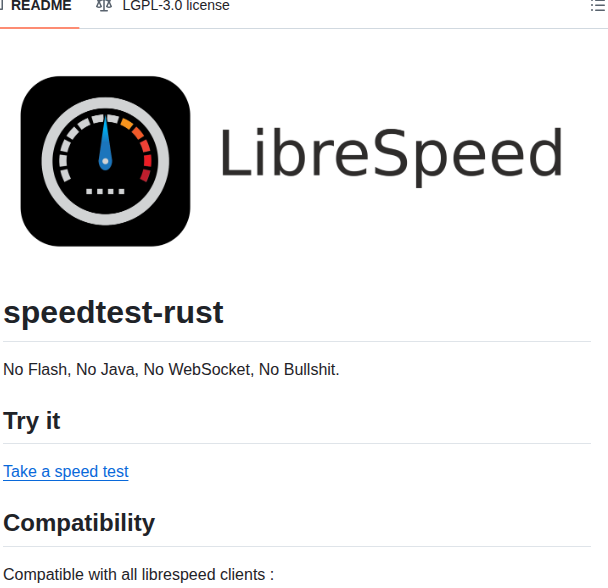 Librespeed Speedtest Rust screenshot