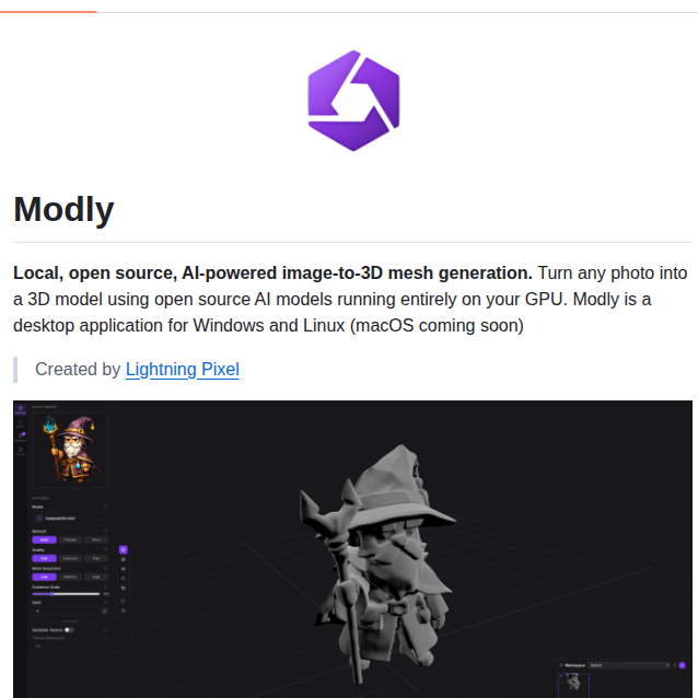 Lightningpixel Modly screenshot