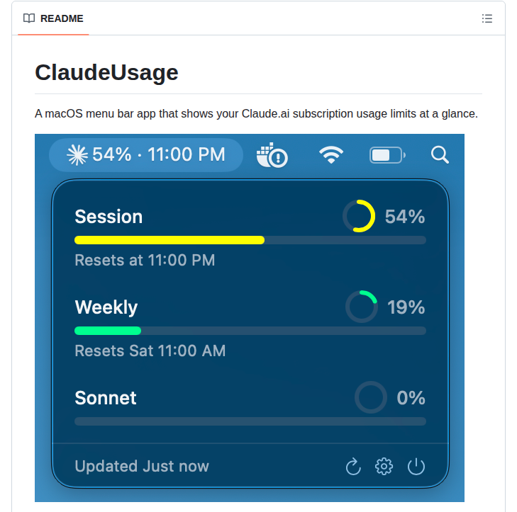 Linuxlewis Claude Usage screenshot