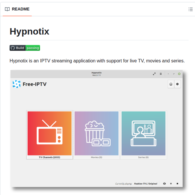 Linuxmint Hypnotix screenshot