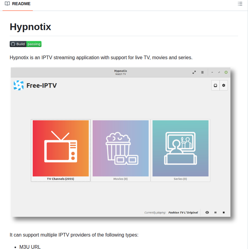Linuxmint Hypnotix screenshot