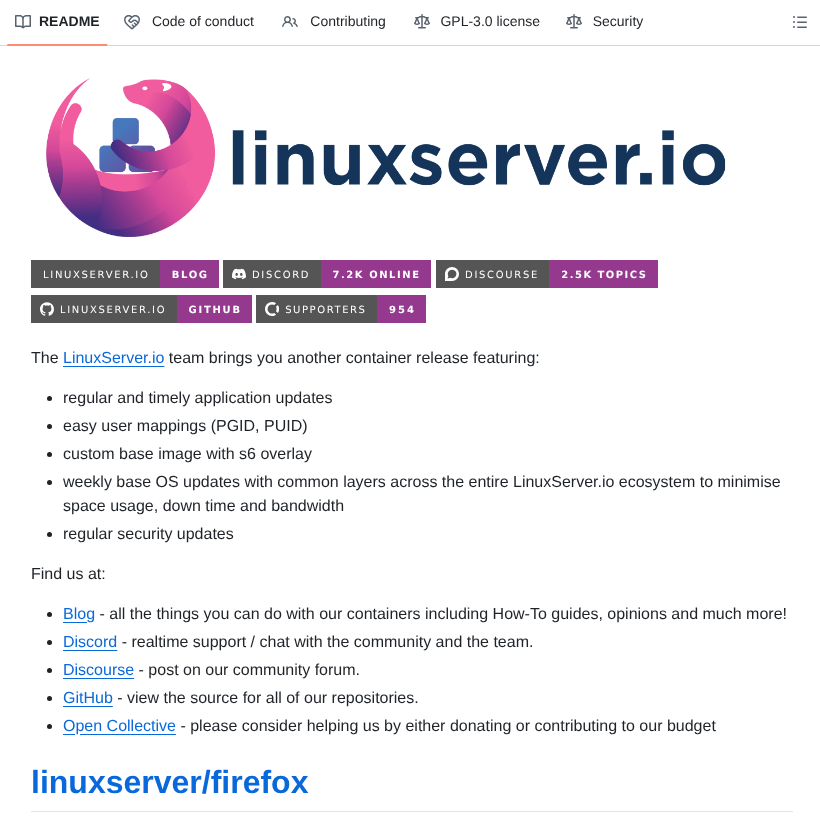 Linuxserver Docker Firefox screenshot