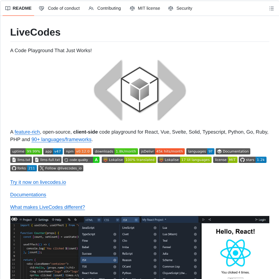 Live Codes Livecodes screenshot