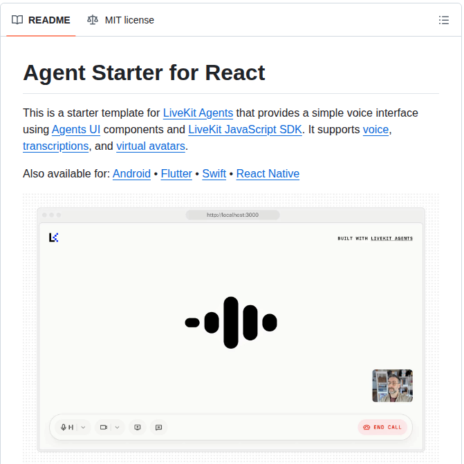 Livekit Examples Agent Starter React screenshot
